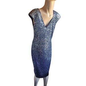 Navy Blue and Silver Size 12 Sparkly Blingy Dress Semi-Formal Party